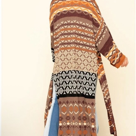 Free People Landmark Oversized Boho Cardigan Duster in Brown and Orange Size S - Picture 10 of 10